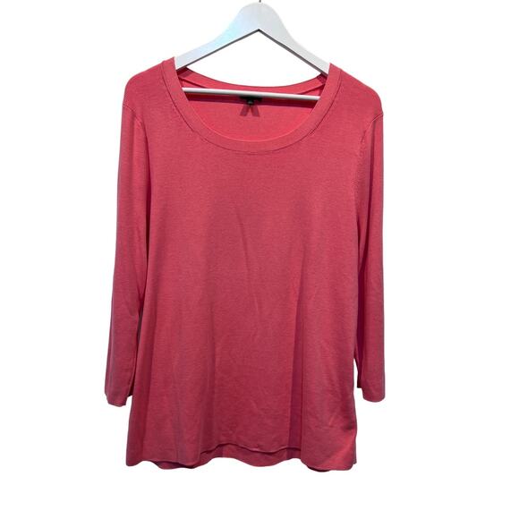 Talbots Sweater Womens Size 2X Fine Knit Round Neck 3/4 Sleeves Orange Coral - Picture 1 of 12